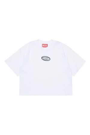 white cotton t-shirt DIESEL KIDS | J0242800YI9K100